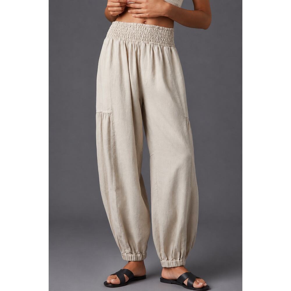 Pilcro Nutmeg Relaxed Linen Blend Pull On Jogger Pants Small Anthropologie Boho - Picture 3 of 11